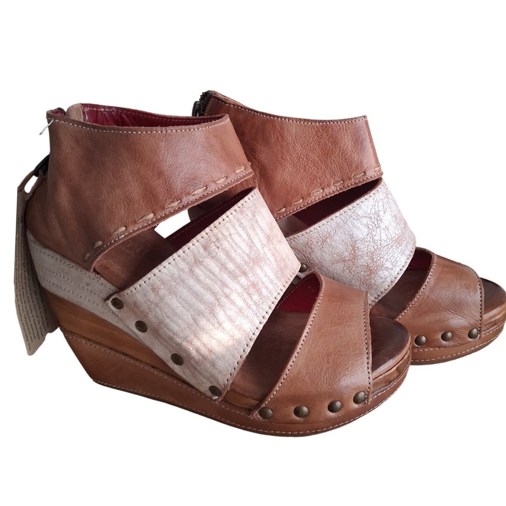 Bed Stu Patchwork Women's size 9 Jessie Studded Leather Chunky Platform Sandals